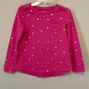 Cat & Jack Girls M(7/8) Hot Pink Gold Hearts Top EUC